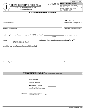 Georgia Certification of Non Enrollment Form