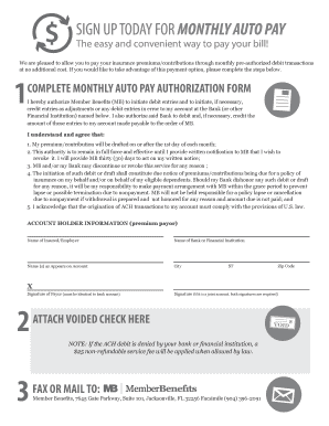 Monthly Auto Pay Authorization Form