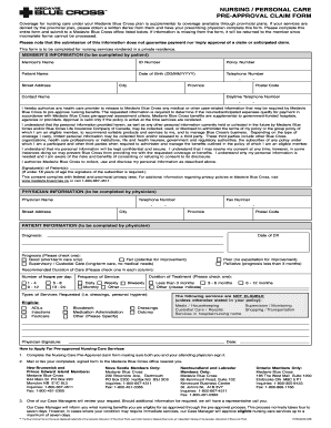 Nursing Care Pre-Approval Claim Form