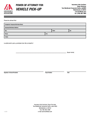 Power of Attorney for Vehicle Pickup