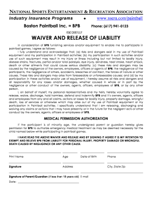 Paintball Waiver and Release of Liability