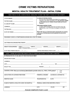 Mental Health Treatment Plan for Crime Victims