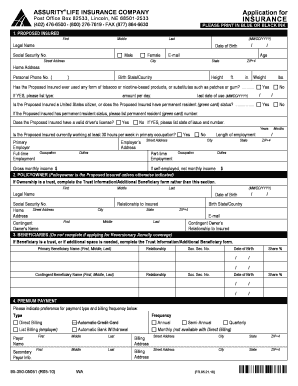 Assurity Life Insurance Application