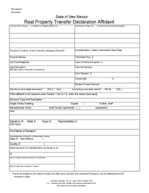 New Mexico Real Property Transfer Declaration Affidavit