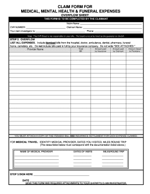 Claim Form for Medical Expenses