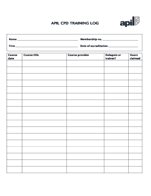 Professional Development Training Log