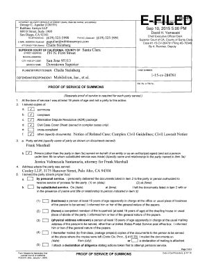 California Proof of Service of Summons