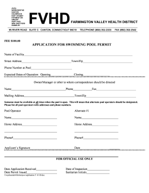 Swimming Pool Permit Application