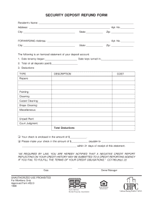 Security Deposit Refund Form