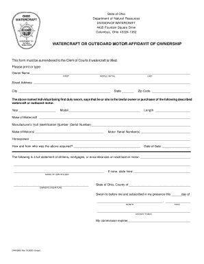 Ohio Watercraft Ownership Affidavit