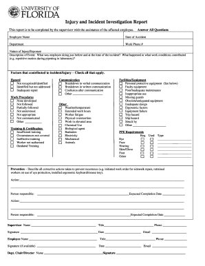Injury and Incident Investigation Report