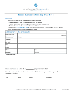VHL Dog Genetic Analysis Submission Form