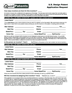 US Design Patent Application Request