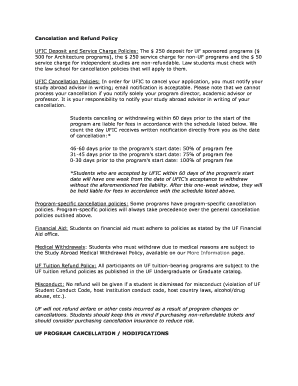University of Florida Study Abroad Cancellation and Refund Policy