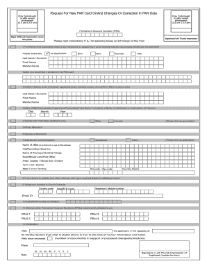 Request for New PAN Card or Changes in PAN Data