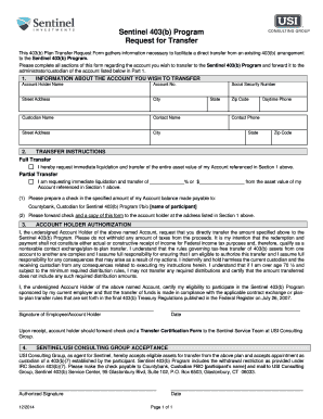 Sentinel 403(b) Program Transfer Request Form