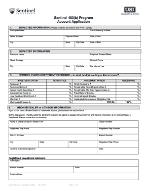 Sentinel 403(b) Program Account Application