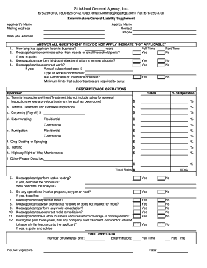 Exterminators General Liability Supplement
