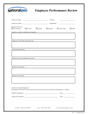 Employee Performance Review Form