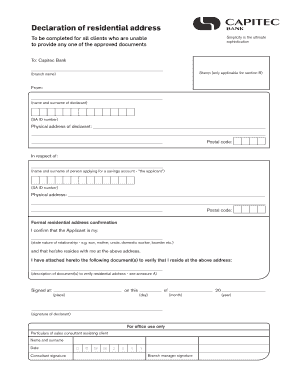 Residential Address Declaration Form