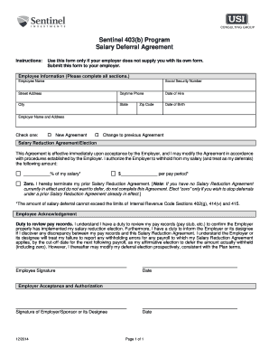 Sentinel 403(b) Salary Deferral Agreement