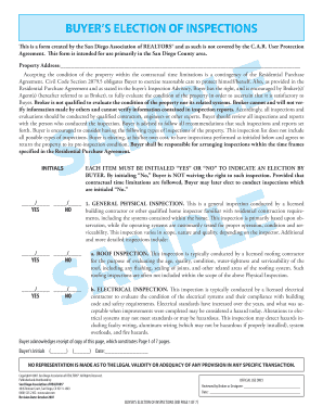 Buyer's Election of Inspections Form