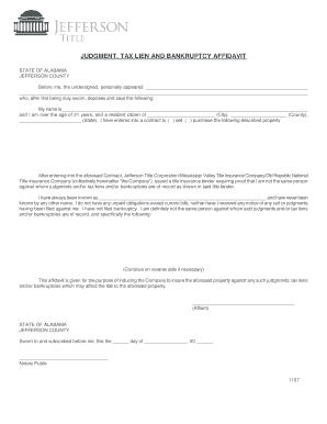 Judgment Tax Lien and Bankruptcy Affidavit