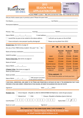 Season Pass Application Form