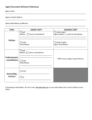 Agent Document Delivery Preferences Form