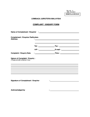 Malaysian Engineers Complaint Form