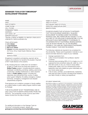 Grainger Tools for Tomorrow Scholarship Application
