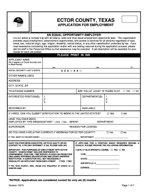 Ector County Texas Application for Employment