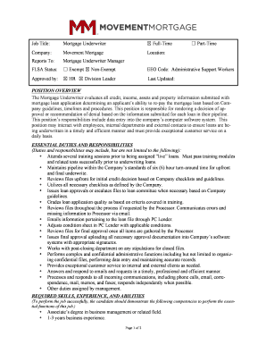 Mortgage Underwriter Job Description