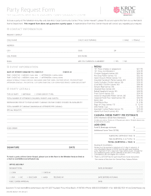 Kroc Center Hawaii Party Request Form