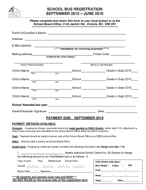 School Bus Registration Form