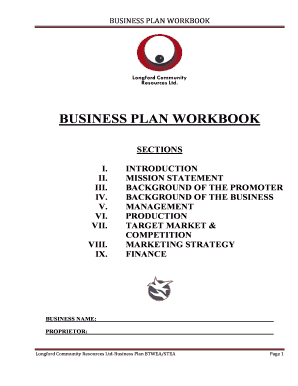 Business Plan Workbook Template
