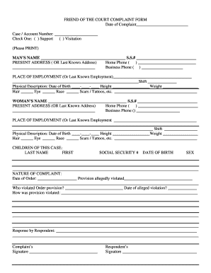 Friend of the Court Complaint Form