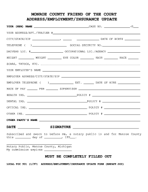 Monroe County Friend of the Court Address Update Form