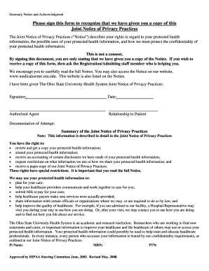 Healthcare Privacy Practices Acknowledgment