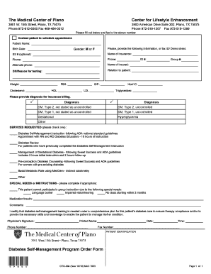 Diabetes Self-Management Program Order Form