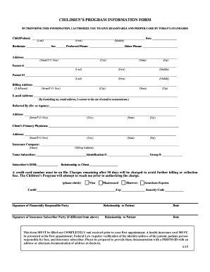 Children's Program Registration Packet