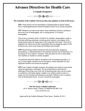 New Jersey Catholic Advance Directive for Health Care