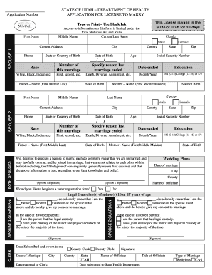 Utah Marriage License Application
