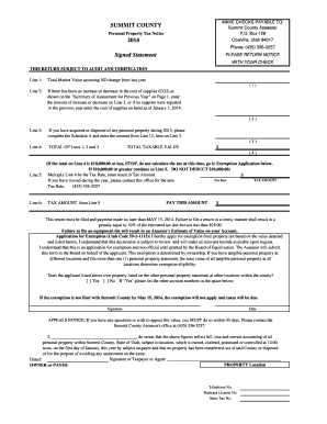 Summit County Personal Property Tax Notice
