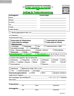 Auftrag für Futteruntersuchung