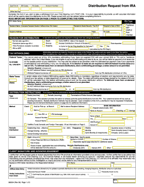 First Clearing IRA Distribution Request Form