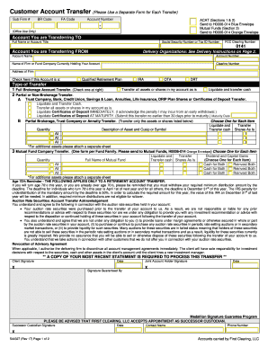 Customer Account Transfer Form