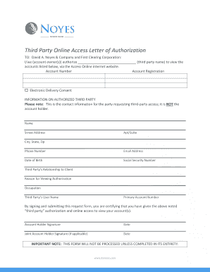 Third Party Online Access Authorization Letter