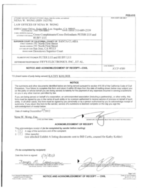 California Notice and Acknowledgment of Receipt