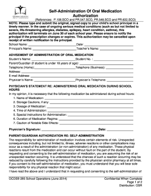 Ottawa Student Medication Self-Administration Authorization